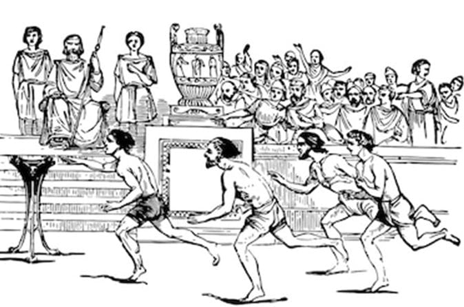 Primary History resource men running at the Ancient Olympics