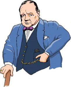 A drawing of Winston Churchill